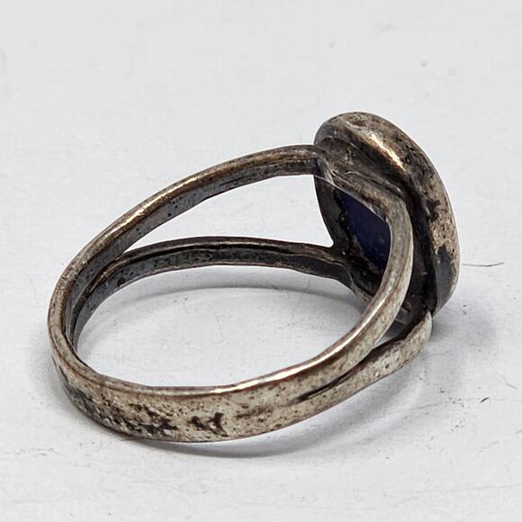 Antique Sterling Silver Size 4 Lapis Lazuli Ring - Picture 5 of 9